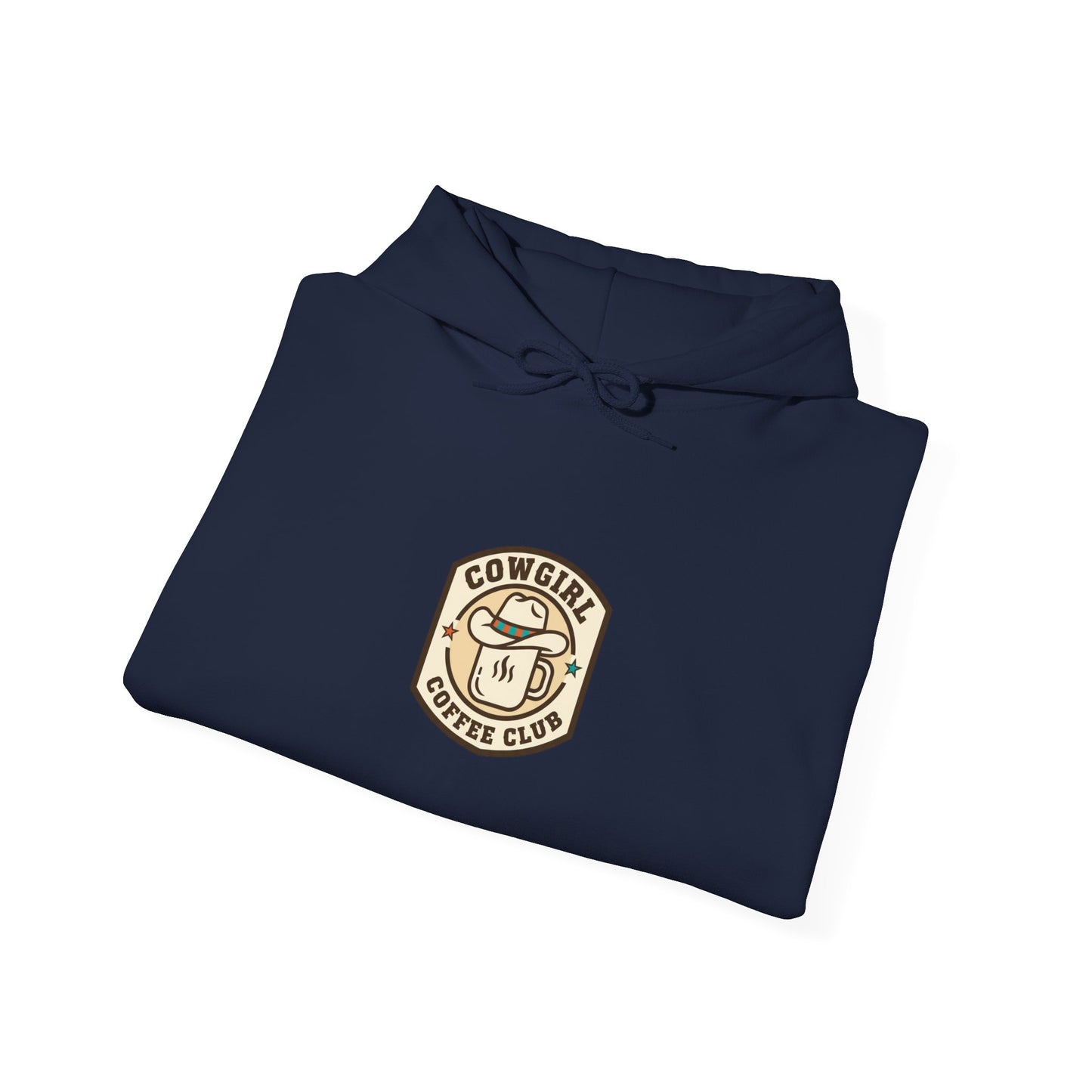 Cowgirl Coffee Club Hoodie | Western Badge Typography, Rustic Collegiate Emblem