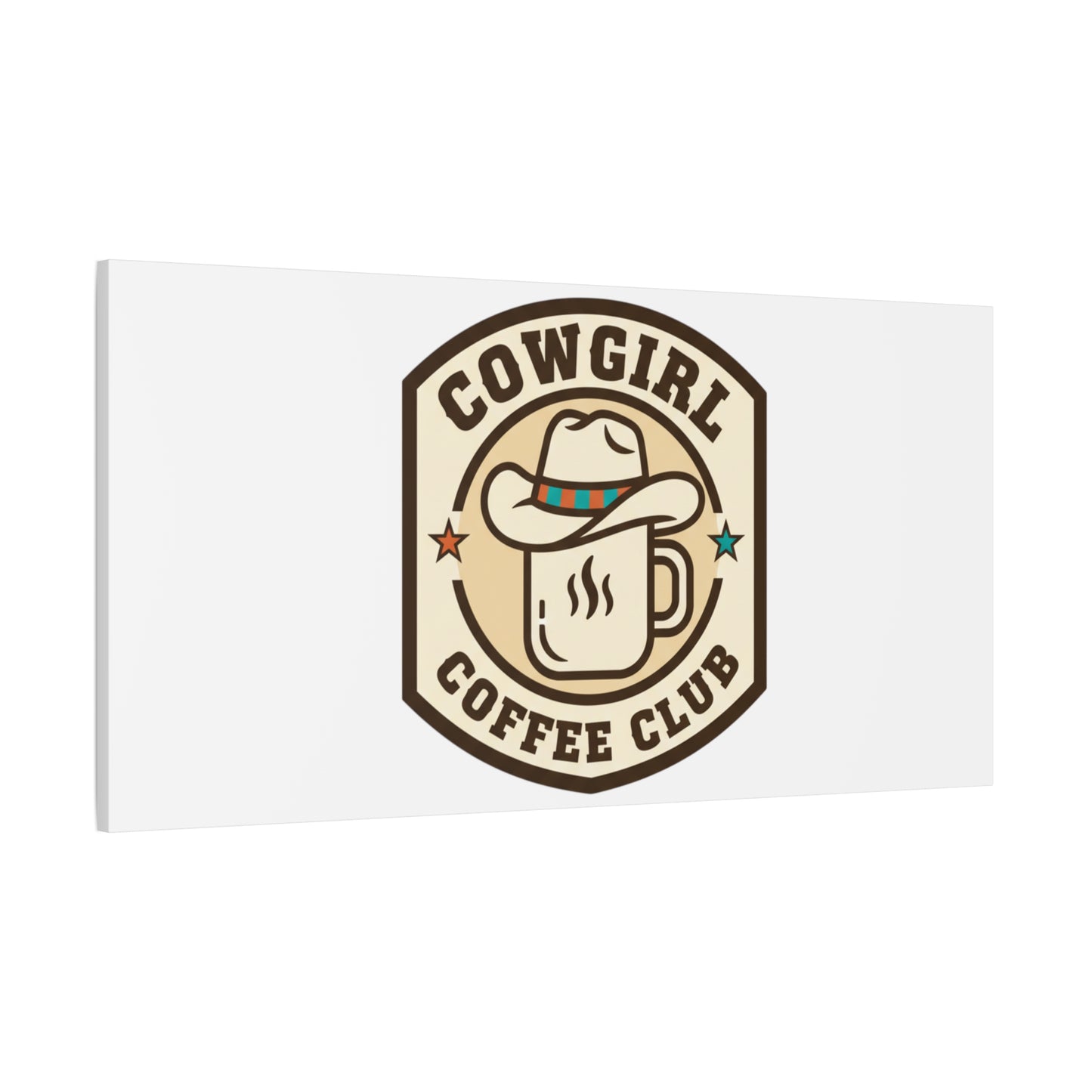 Cowgirl Coffee Club Canvas | Western Badge Typography, Rustic Emblem