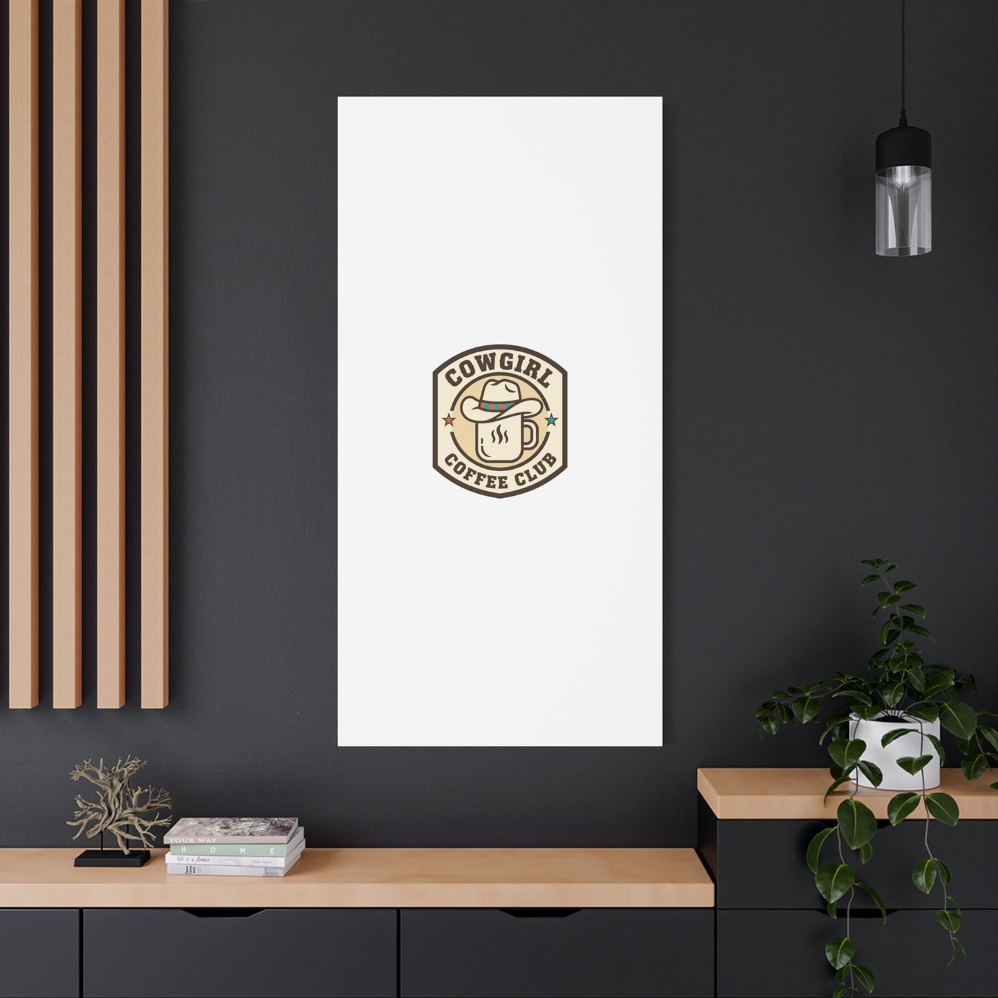Cowgirl Coffee Club Canvas | Western Badge Typography, Rustic Emblem