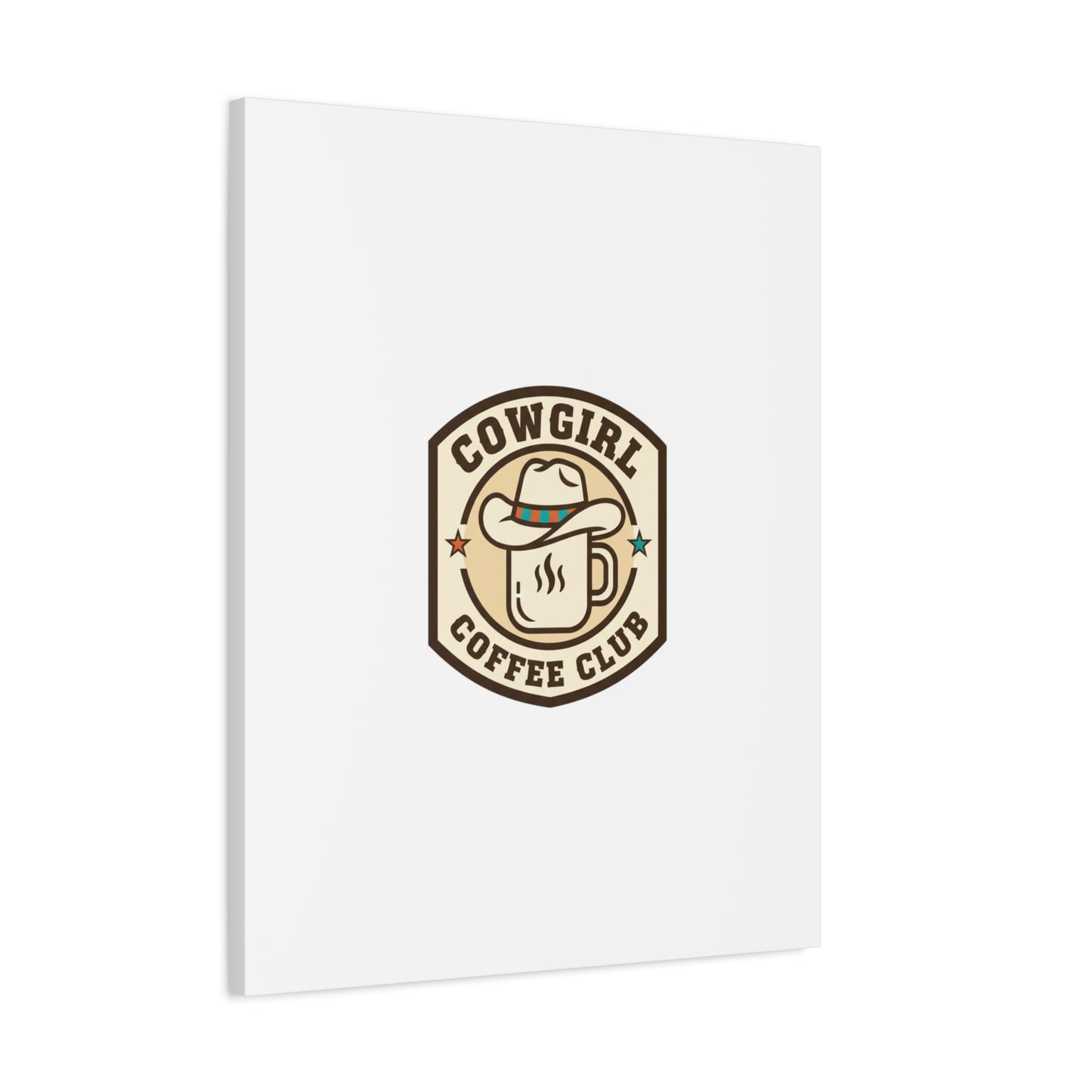 Cowgirl Coffee Club Canvas | Western Badge Typography, Rustic Emblem