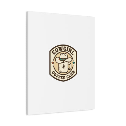 Cowgirl Coffee Club Canvas | Western Badge Typography, Rustic Emblem