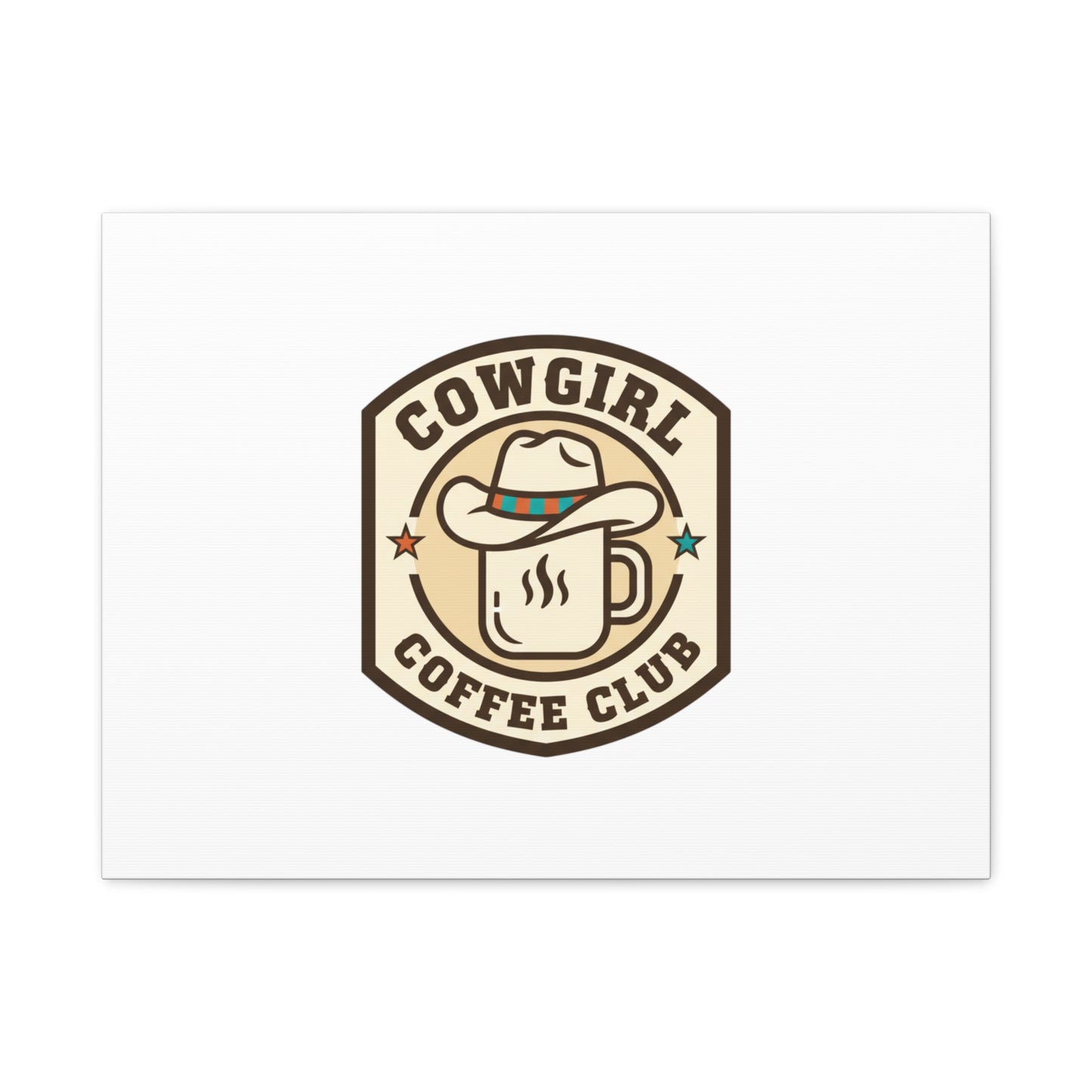 Cowgirl Coffee Club Canvas | Western Badge Typography, Rustic Emblem