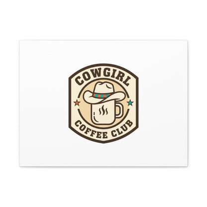 Cowgirl Coffee Club Canvas | Western Badge Typography, Rustic Emblem