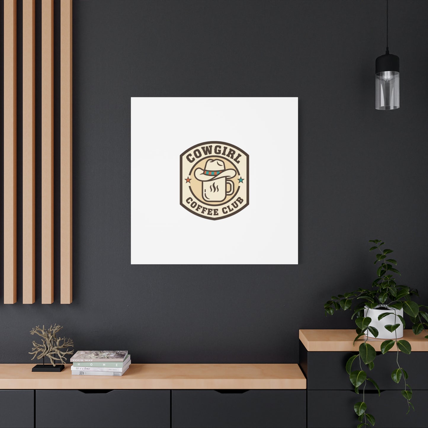 Cowgirl Coffee Club Canvas | Western Badge Typography, Rustic Emblem