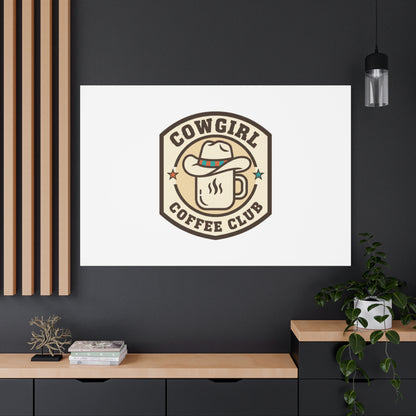 Cowgirl Coffee Club Canvas | Western Badge Typography, Rustic Emblem