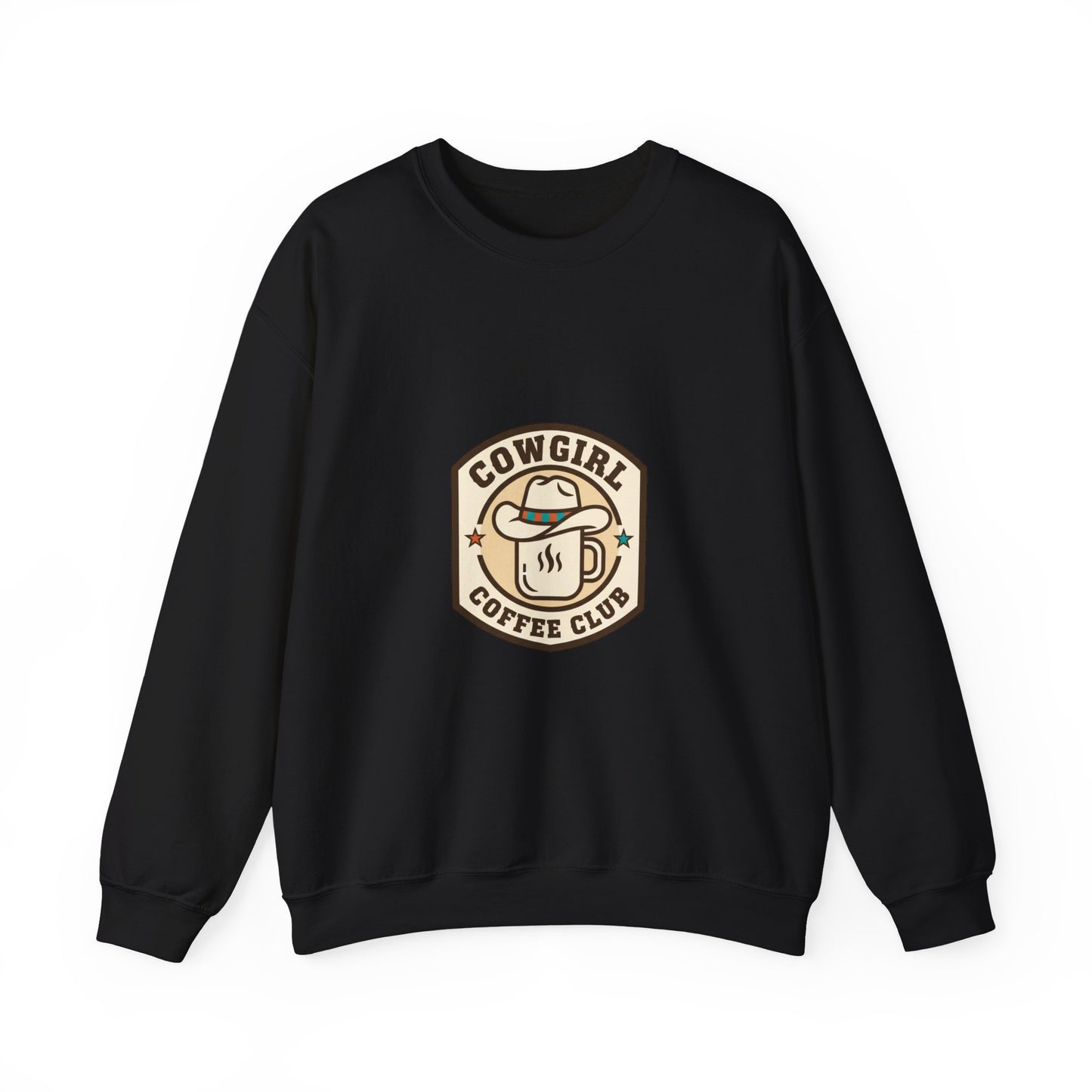 Cowgirl Coffee Club Sweatshirt | Western Badge Typography, Rustic Collegiate Emblem