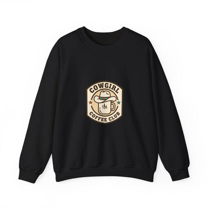 Cowgirl Coffee Club Sweatshirt | Western Badge Typography, Rustic Collegiate Emblem
