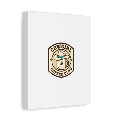 Cowgirl Coffee Club Canvas | Western Badge Typography, Rustic Emblem