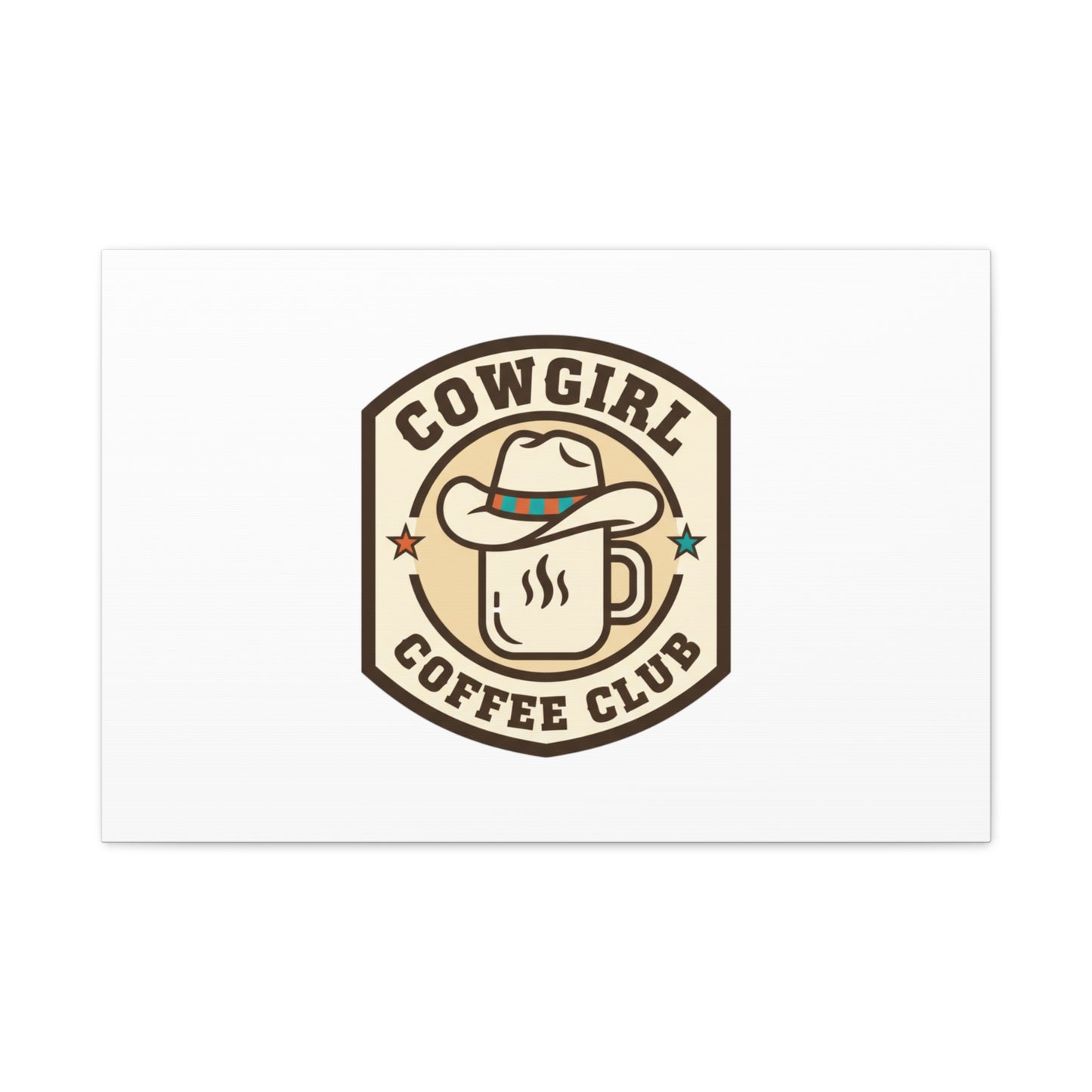 Cowgirl Coffee Club Canvas | Western Badge Typography, Rustic Emblem