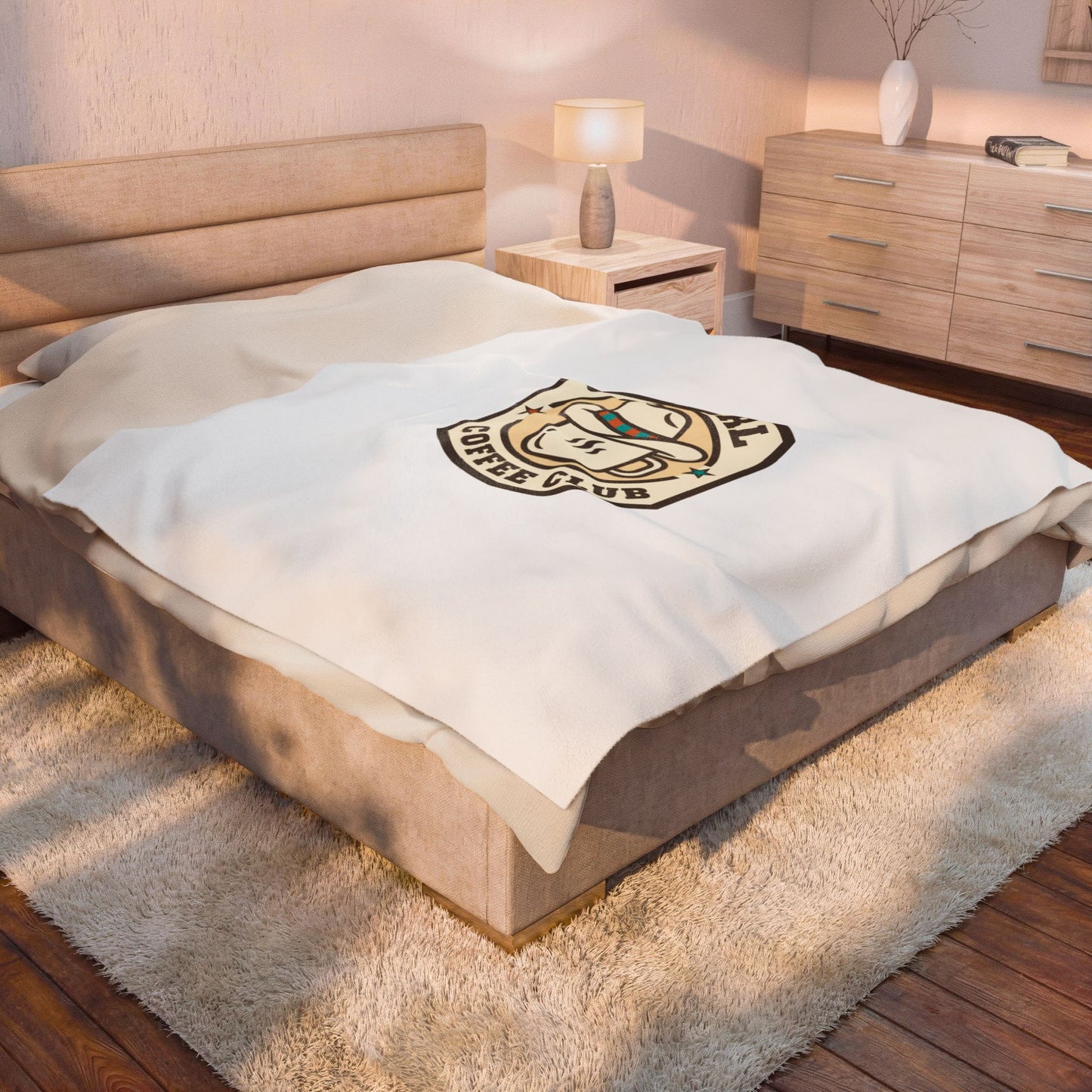 Cowgirl Coffee Club Velveteen Blanket | Western Badge Typography, Rustic Collegiate Emblem