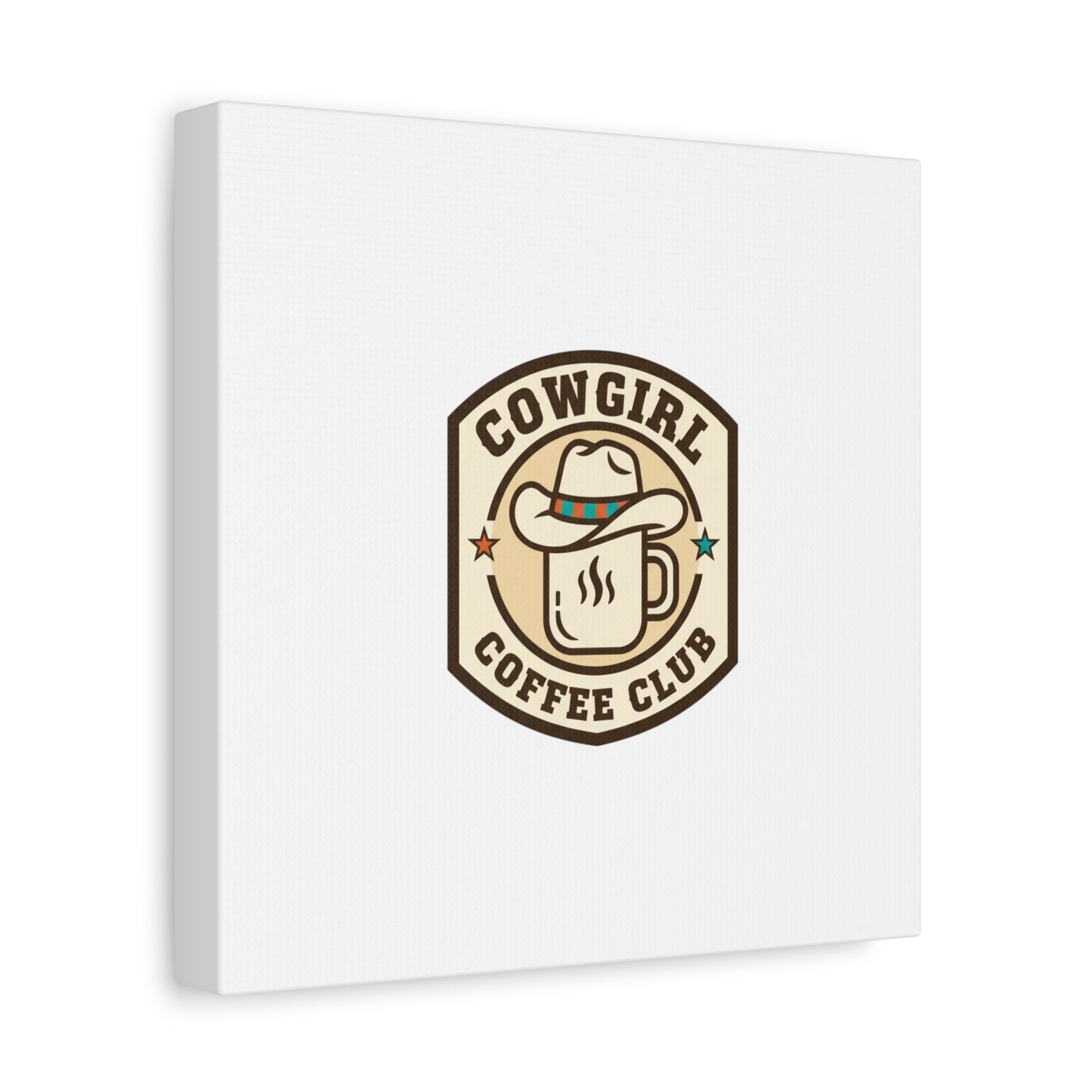 Cowgirl Coffee Club Canvas | Western Badge Typography, Rustic Emblem