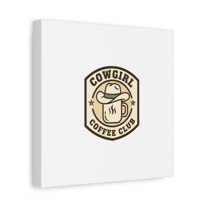 Cowgirl Coffee Club Canvas | Western Badge Typography, Rustic Emblem