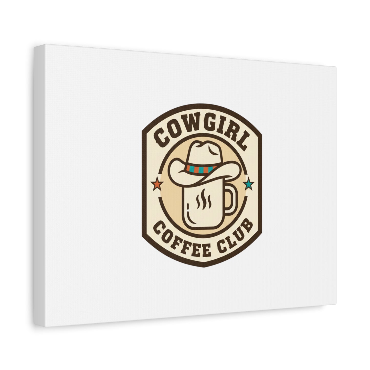 Cowgirl Coffee Club Canvas | Western Badge Typography, Rustic Emblem