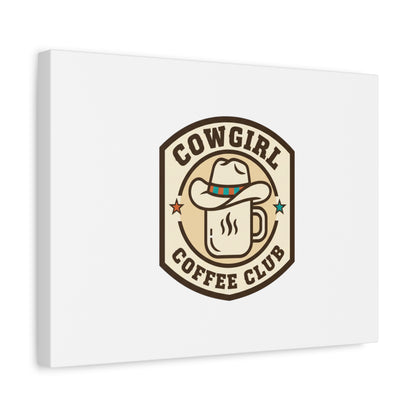 Cowgirl Coffee Club Canvas | Western Badge Typography, Rustic Emblem