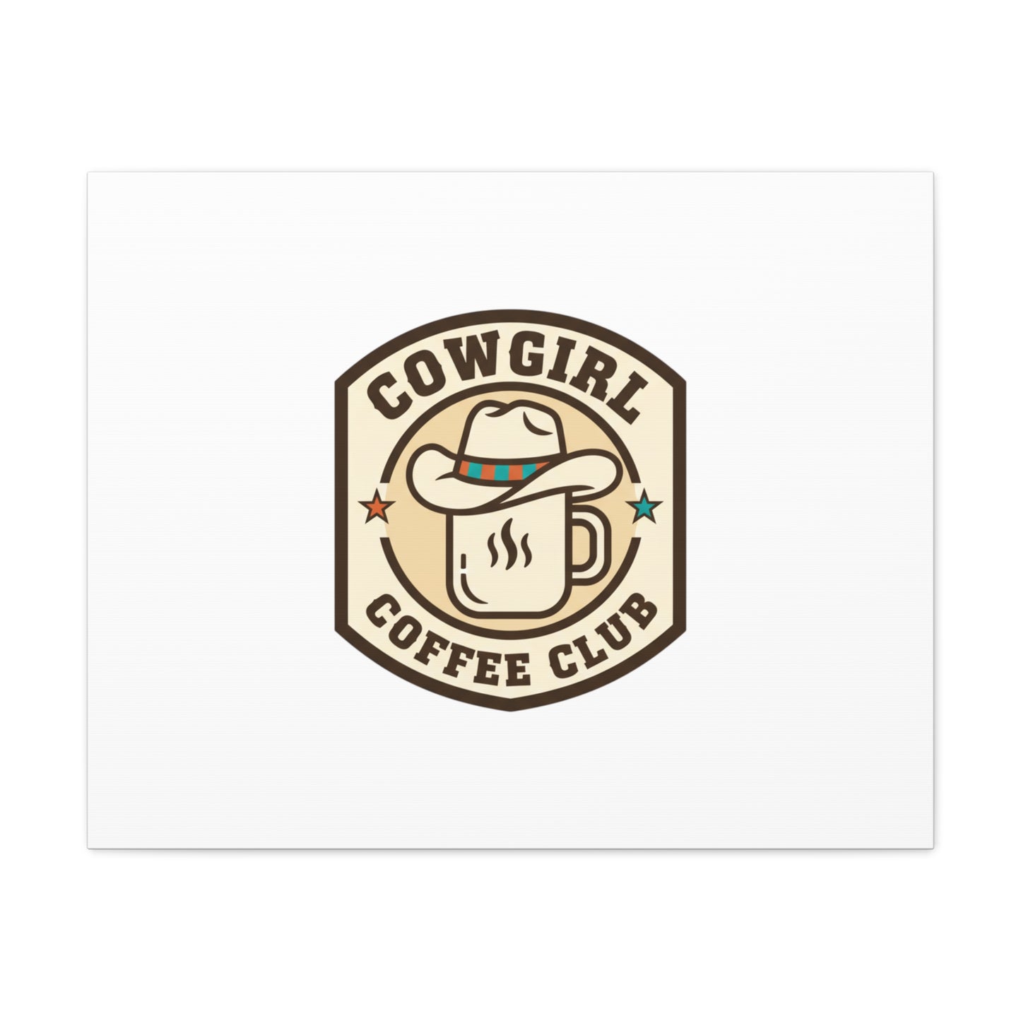 Cowgirl Coffee Club Canvas | Western Badge Typography, Rustic Emblem