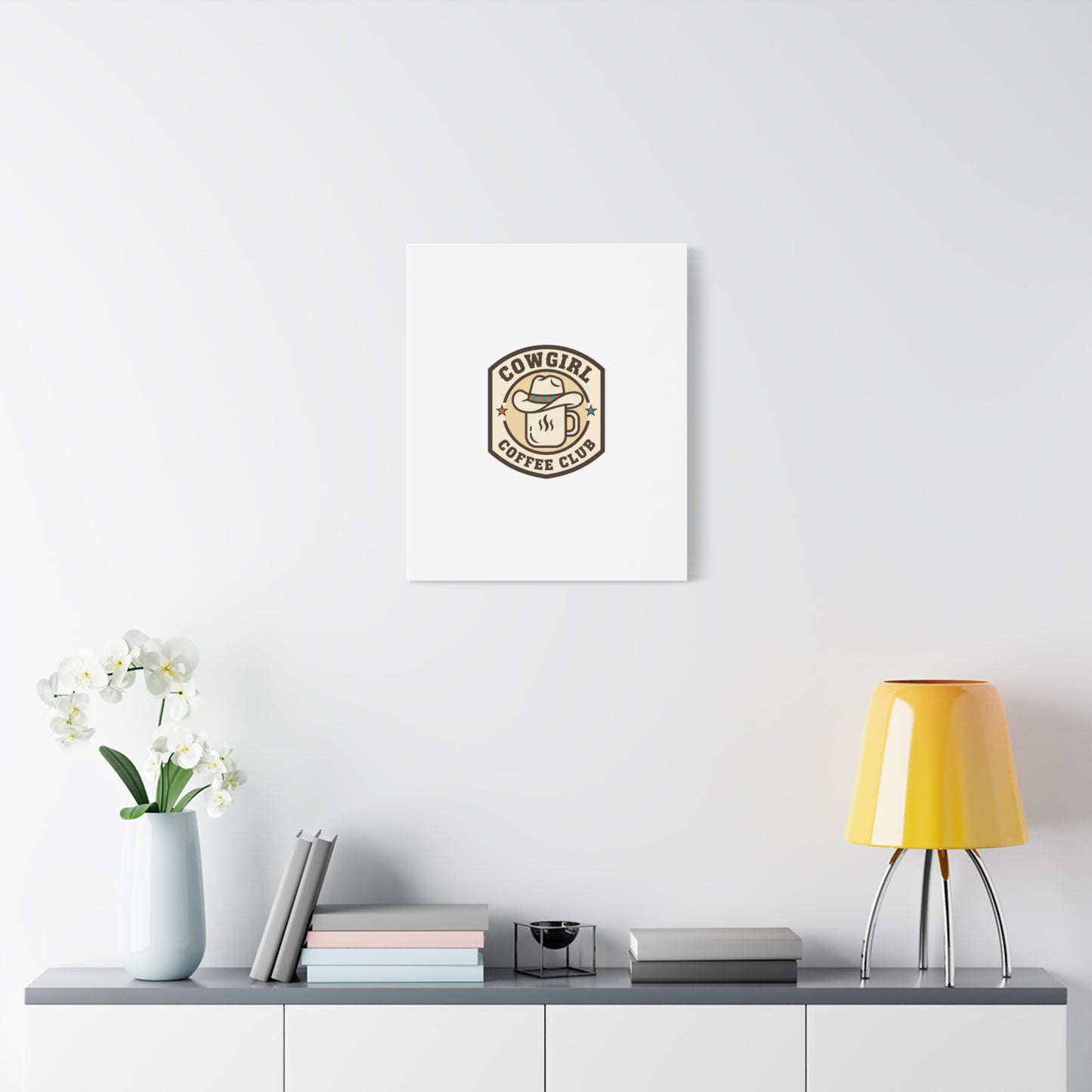 Cowgirl Coffee Club Canvas | Western Badge Typography, Rustic Emblem