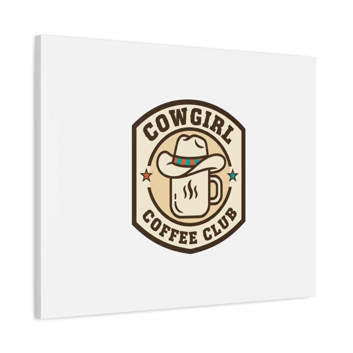 Cowgirl Coffee Club Canvas | Western Badge Typography, Rustic Emblem
