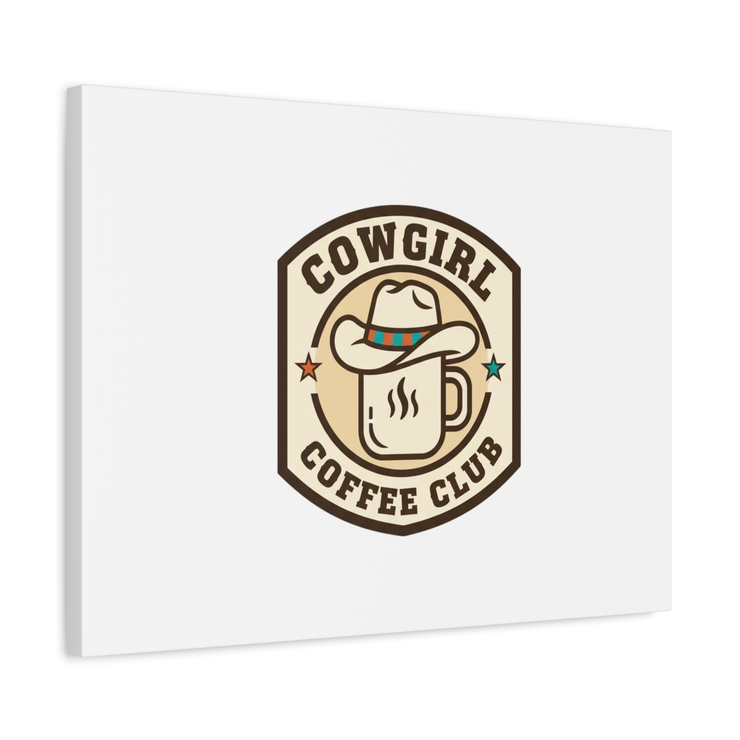 Cowgirl Coffee Club Canvas | Western Badge Typography, Rustic Emblem