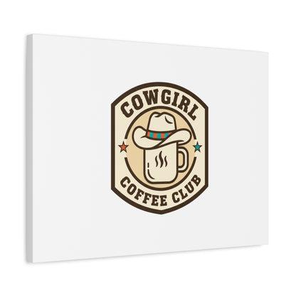 Cowgirl Coffee Club Canvas | Western Badge Typography, Rustic Emblem