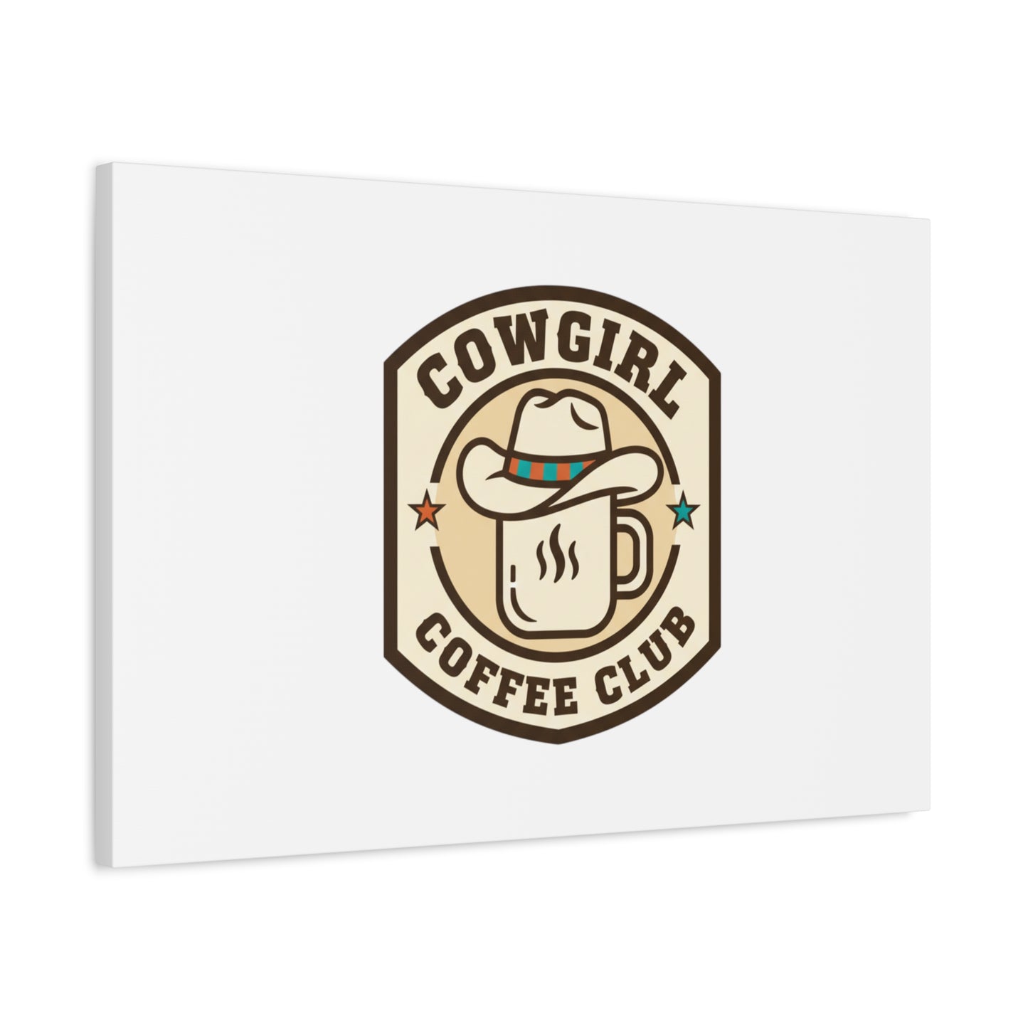 Cowgirl Coffee Club Canvas | Western Badge Typography, Rustic Emblem
