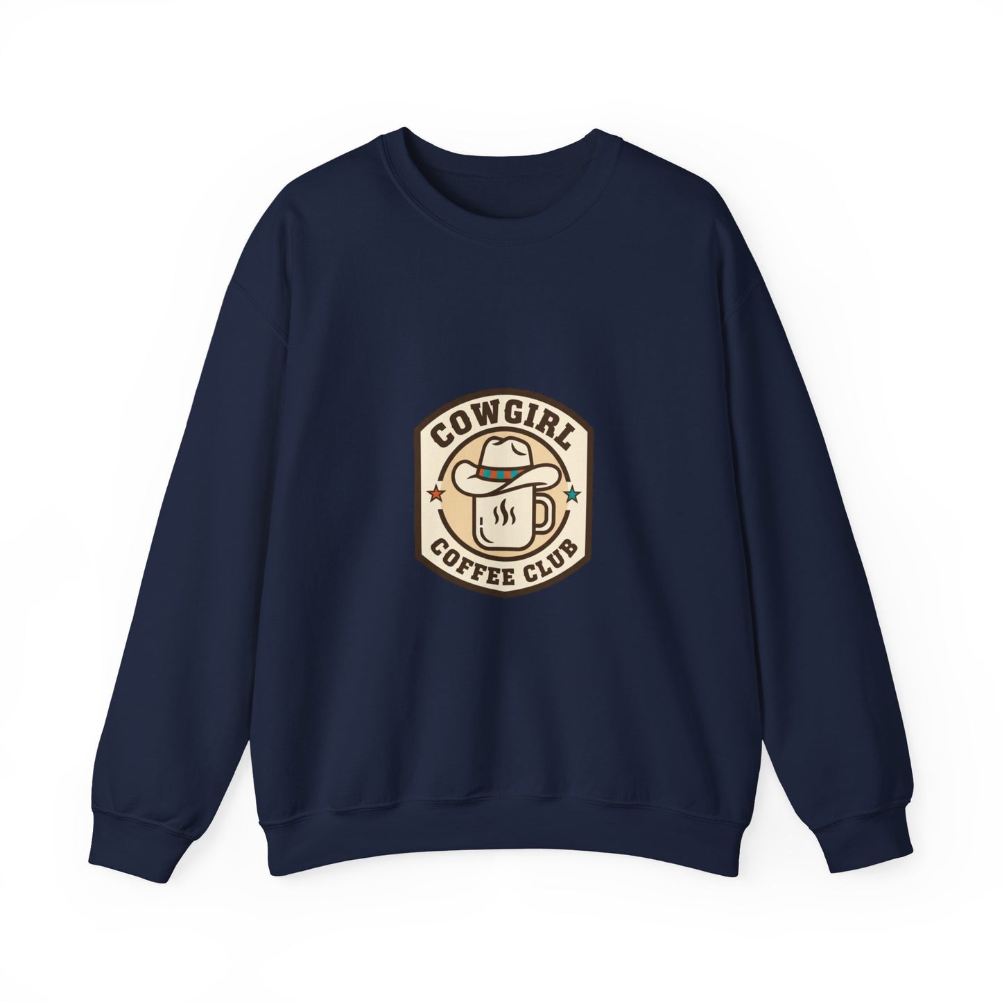 Cowgirl Coffee Club Sweatshirt | Western Badge Typography, Rustic Collegiate Emblem