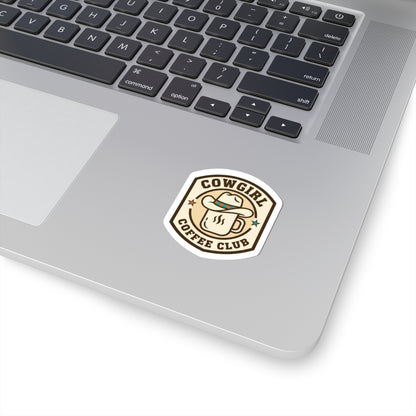 Cowgirl Coffee Club Kiss-Cut Stickers | Western Badge Typography