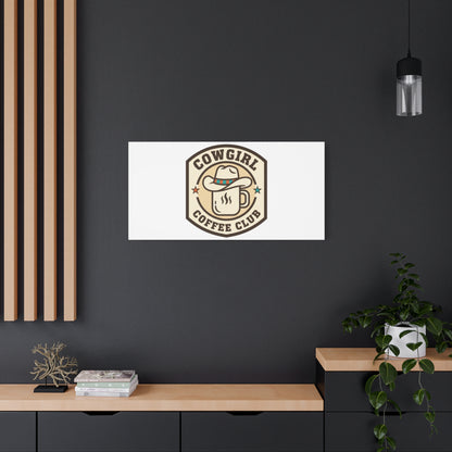 Cowgirl Coffee Club Canvas | Western Badge Typography, Rustic Emblem