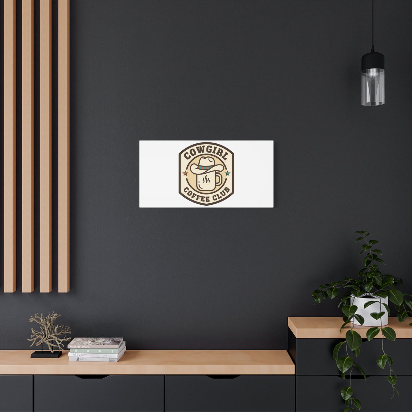 Cowgirl Coffee Club Canvas | Western Badge Typography, Rustic Emblem