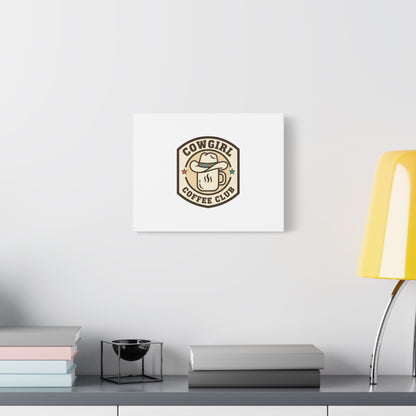 Cowgirl Coffee Club Canvas | Western Badge Typography, Rustic Emblem