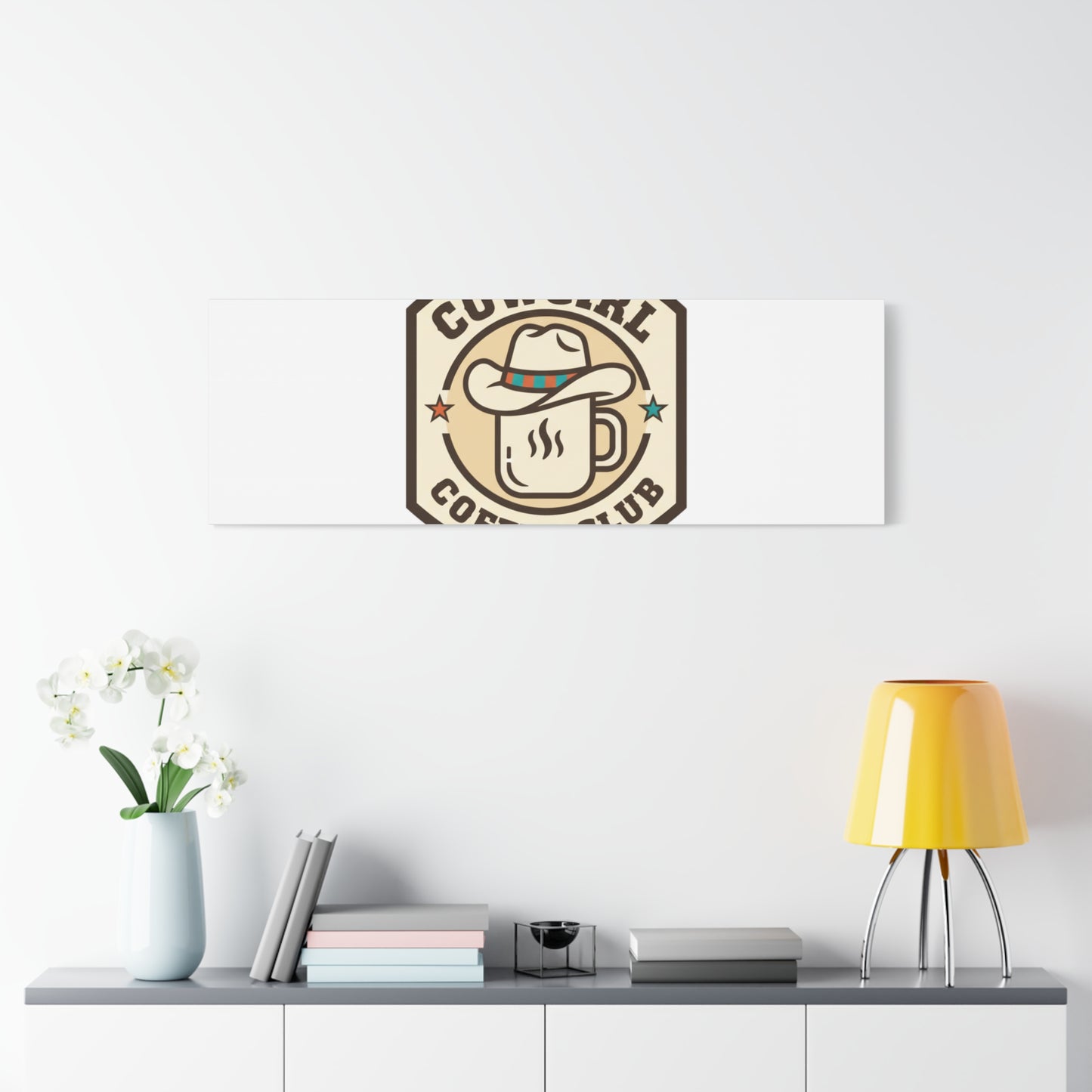 Cowgirl Coffee Club Canvas | Western Badge Typography, Rustic Emblem