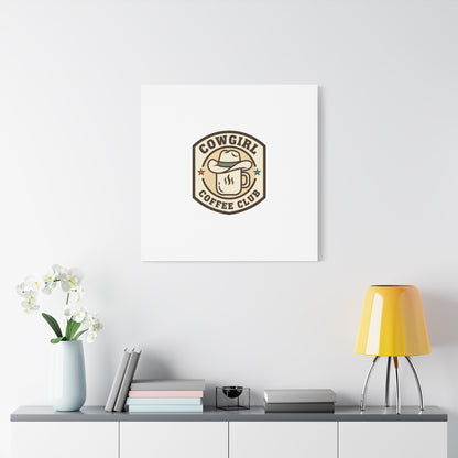 Cowgirl Coffee Club Canvas | Western Badge Typography, Rustic Emblem