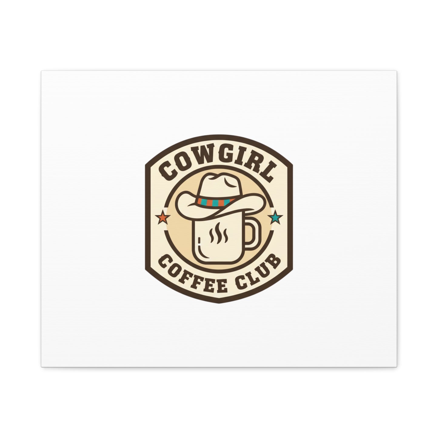 Cowgirl Coffee Club Canvas | Western Badge Typography, Rustic Emblem