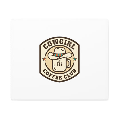 Cowgirl Coffee Club Canvas | Western Badge Typography, Rustic Emblem