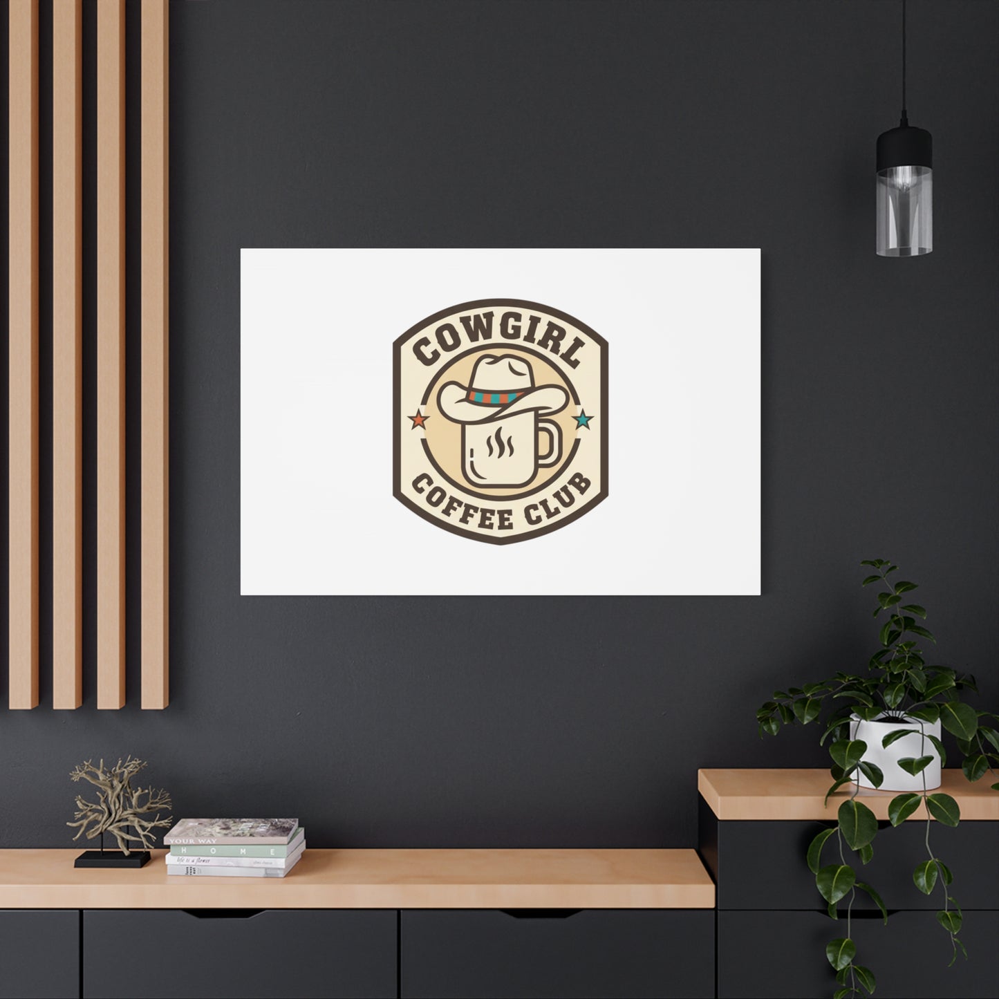 Cowgirl Coffee Club Canvas | Western Badge Typography, Rustic Emblem