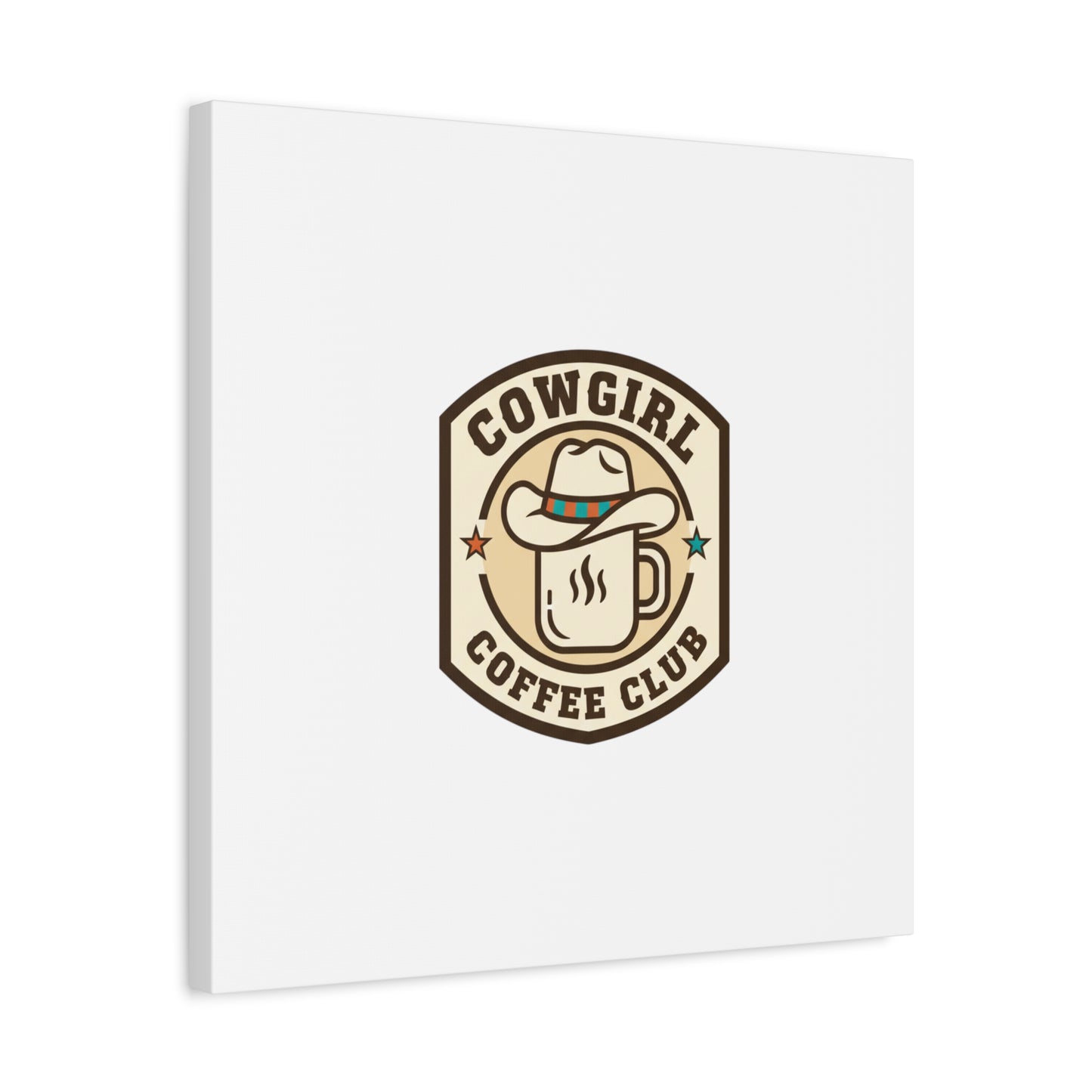 Cowgirl Coffee Club Canvas | Western Badge Typography, Rustic Emblem