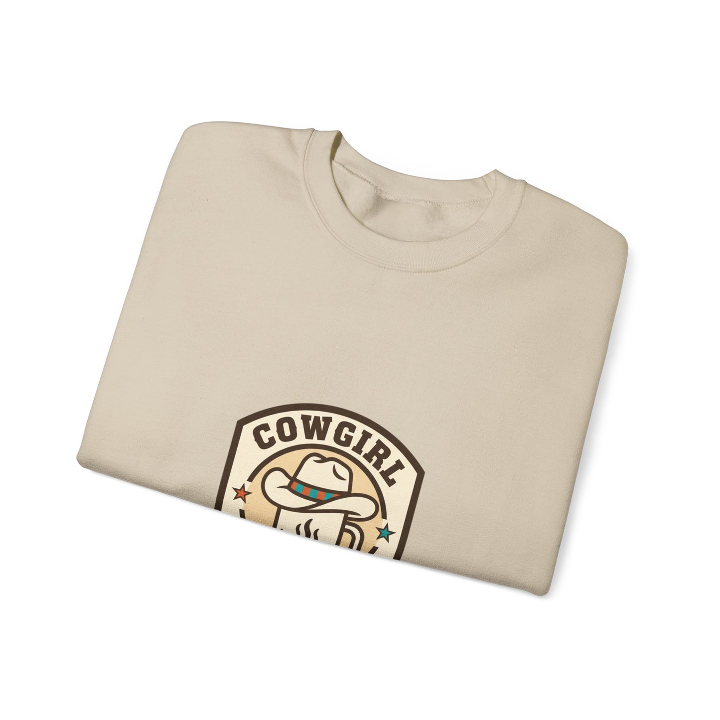 Cowgirl Coffee Club Sweatshirt | Western Badge Typography, Rustic Collegiate Emblem