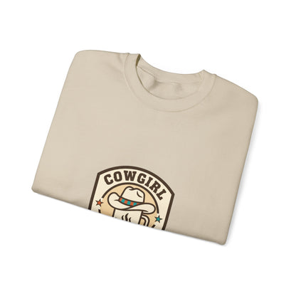 Cowgirl Coffee Club Sweatshirt | Western Badge Typography, Rustic Collegiate Emblem