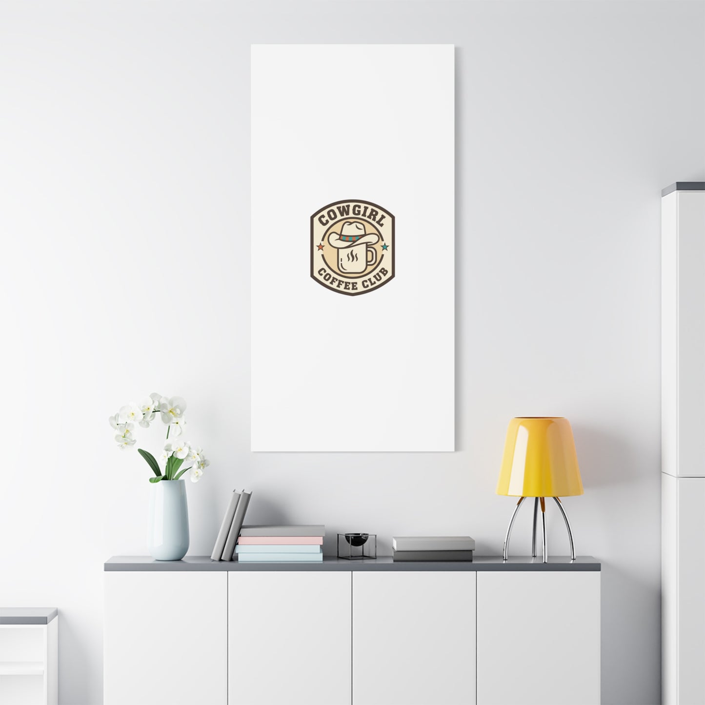 Cowgirl Coffee Club Canvas | Western Badge Typography, Rustic Emblem