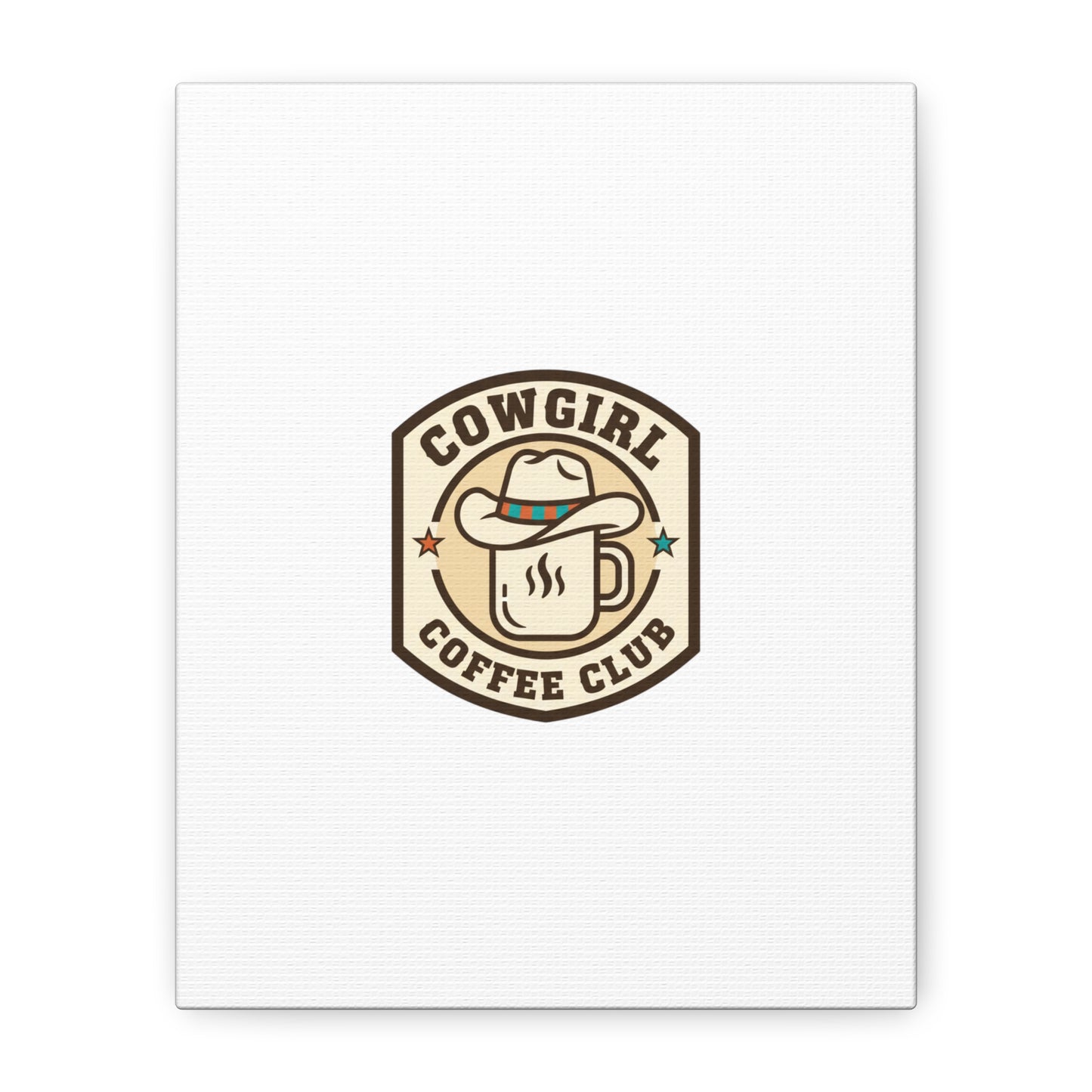 Cowgirl Coffee Club Canvas | Western Badge Typography, Rustic Emblem
