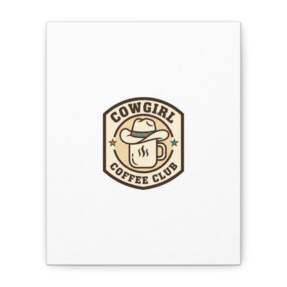 Cowgirl Coffee Club Canvas | Western Badge Typography, Rustic Emblem