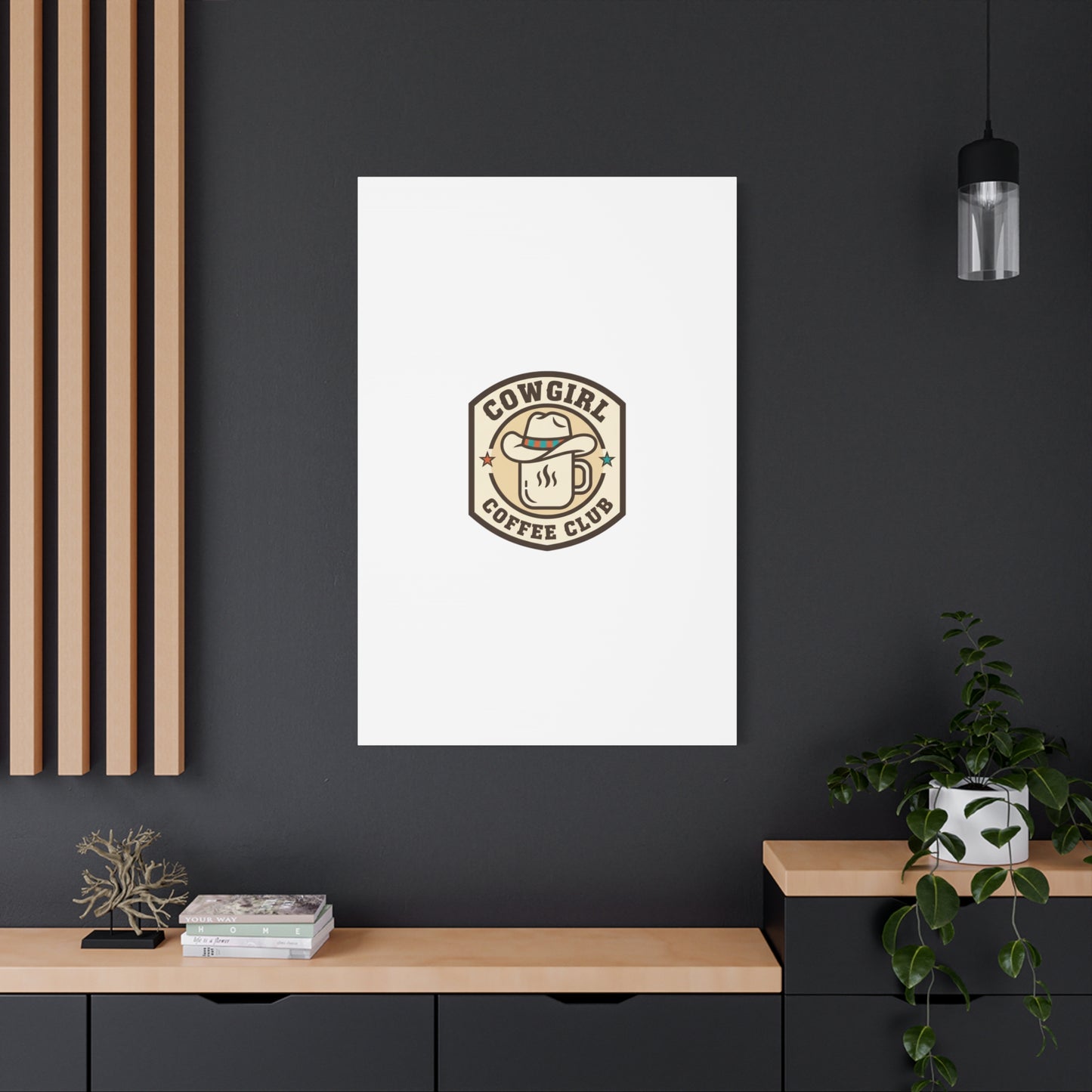 Cowgirl Coffee Club Canvas | Western Badge Typography, Rustic Emblem