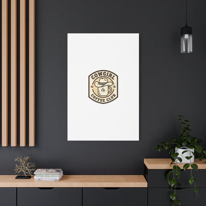 Cowgirl Coffee Club Canvas | Western Badge Typography, Rustic Emblem