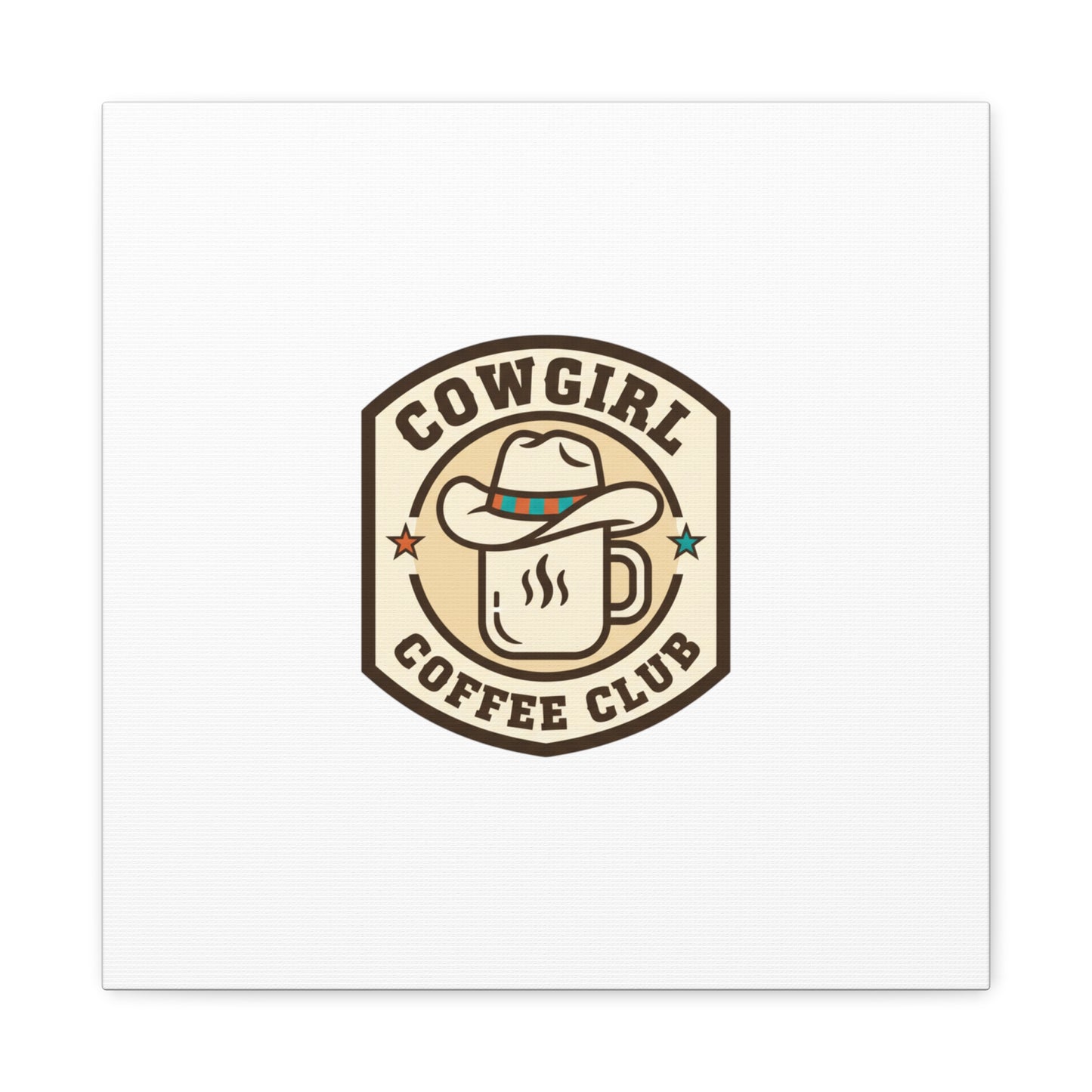 Cowgirl Coffee Club Canvas | Western Badge Typography, Rustic Emblem