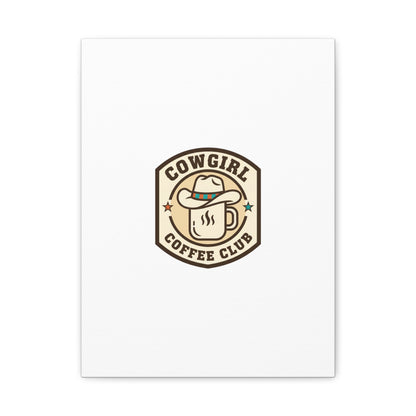 Cowgirl Coffee Club Canvas | Western Badge Typography, Rustic Emblem