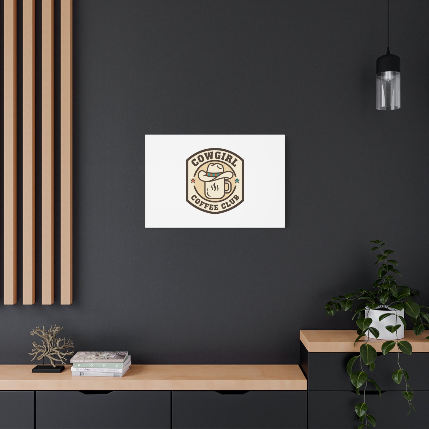 Cowgirl Coffee Club Canvas | Western Badge Typography, Rustic Emblem