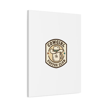Cowgirl Coffee Club Canvas | Western Badge Typography, Rustic Emblem
