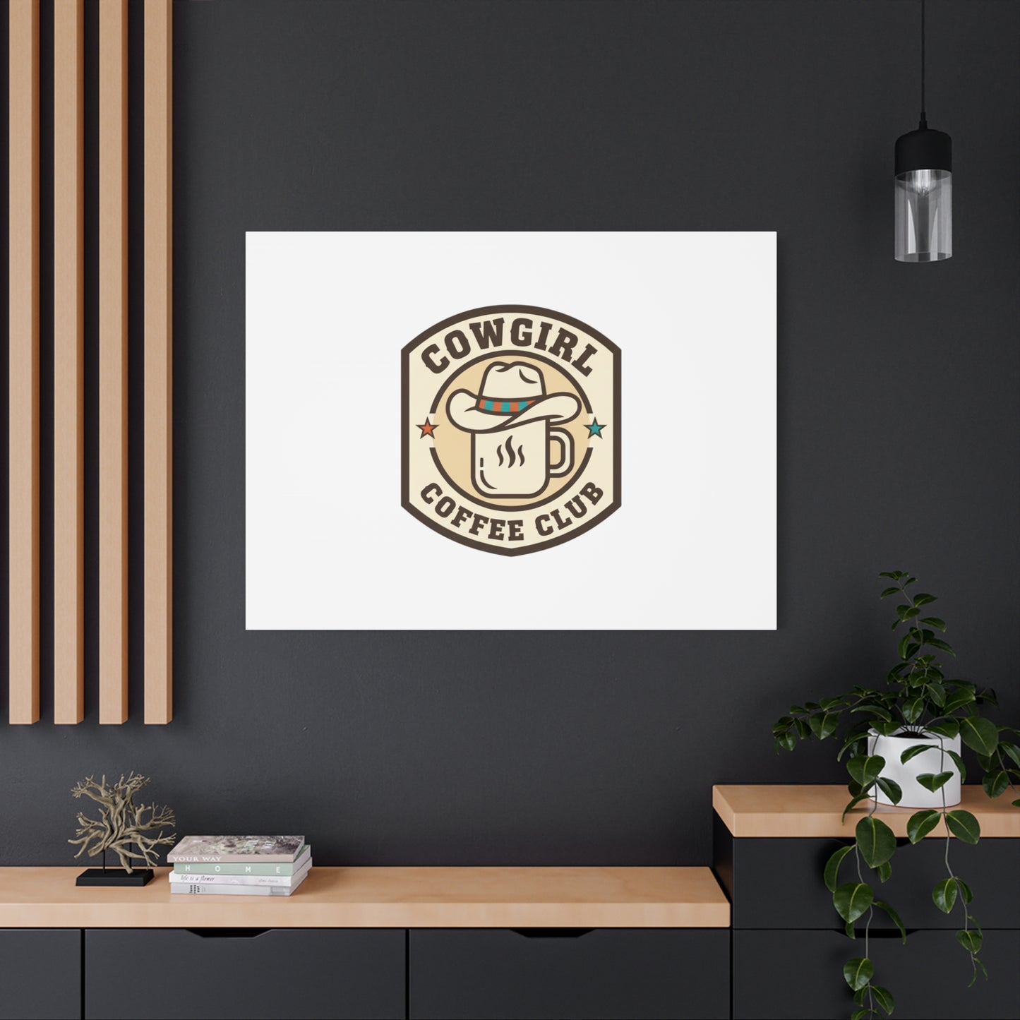Cowgirl Coffee Club Canvas | Western Badge Typography, Rustic Emblem