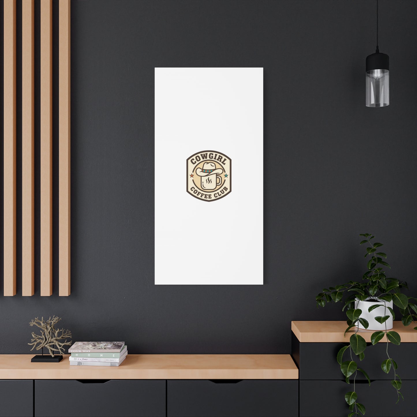 Cowgirl Coffee Club Canvas | Western Badge Typography, Rustic Emblem