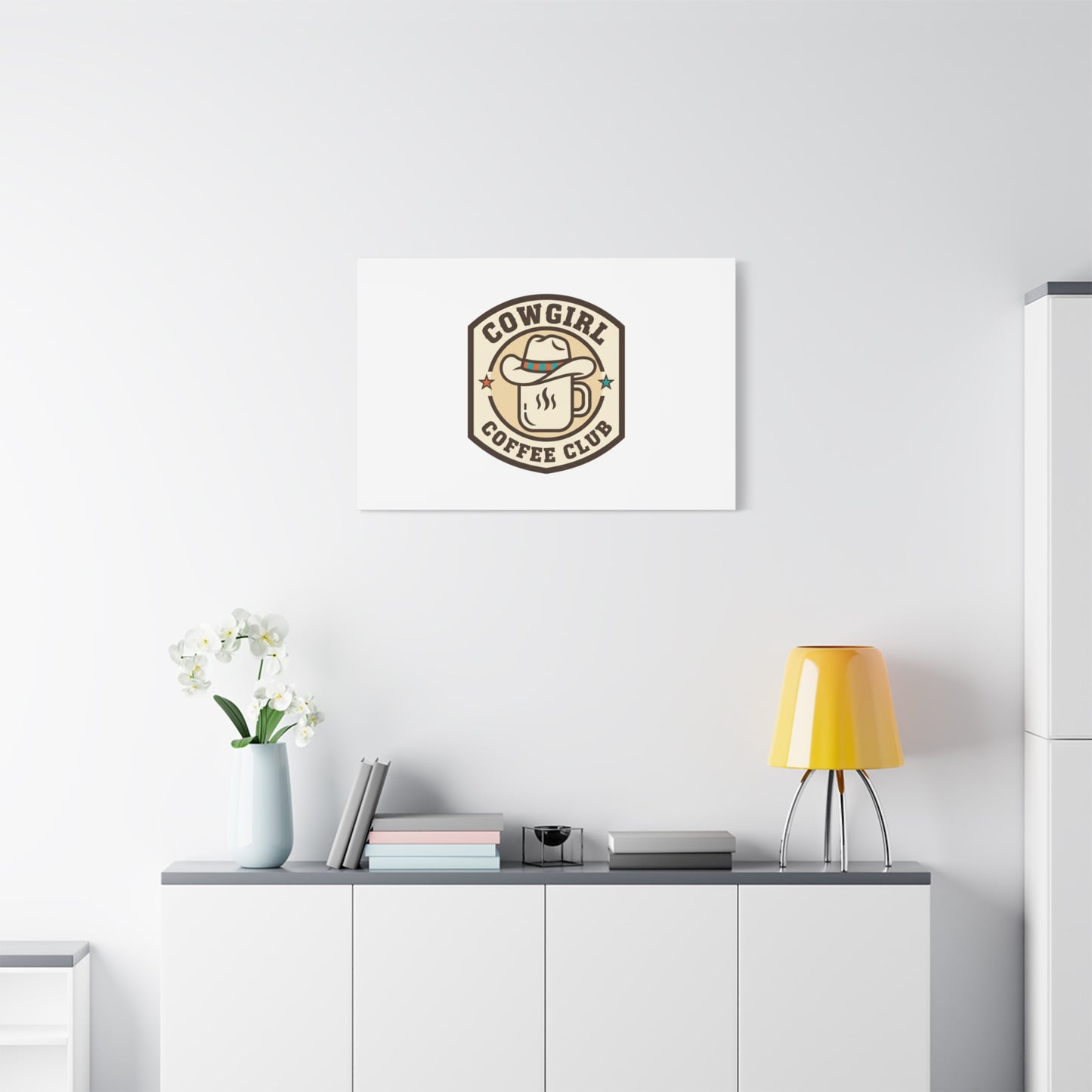 Cowgirl Coffee Club Canvas | Western Badge Typography, Rustic Emblem