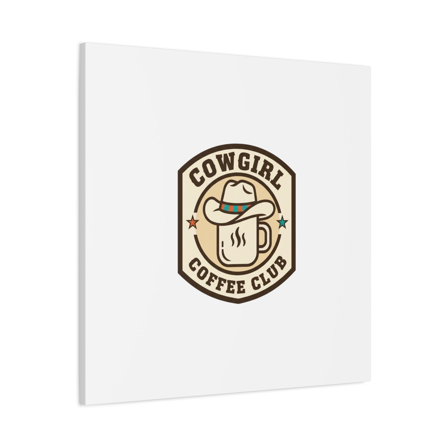 Cowgirl Coffee Club Canvas | Western Badge Typography, Rustic Emblem